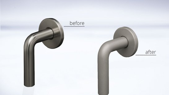 Deurklinken voor en na het fijnstralen