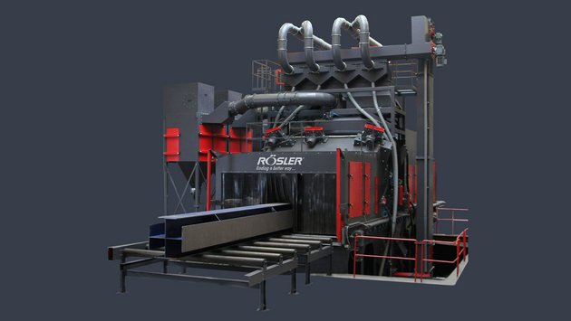Roller Conveyor Blast Machine for weldments, RRBK Roller Conveyor Blast Machine, RRBK